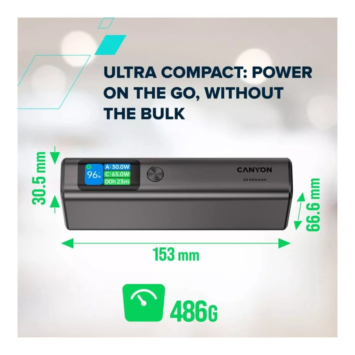 Canyon OnPower 230 20000mAh Power Bank Dark Grey CNS-CPB230DG