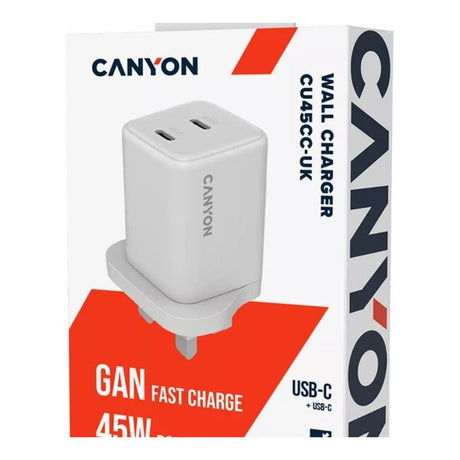 Canyon 45W USB Fast Charging Wall Charger White CNS-CUW45CC-UK