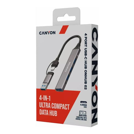 Canyon DS-02 4-in-1 Type-C Hub Grey CNS-TDS02G