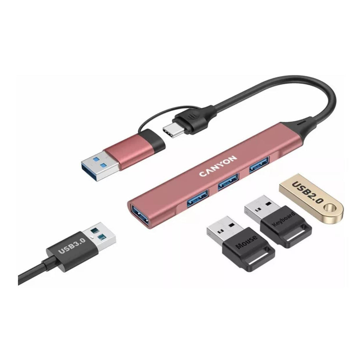 Canyon DS-02 4-in-1 Type-C Hub Pink CNS-TDS02P