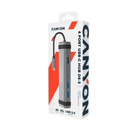Canyon DS-3 4-Port USB Type-C Hub Grey CNS-TDS03DG