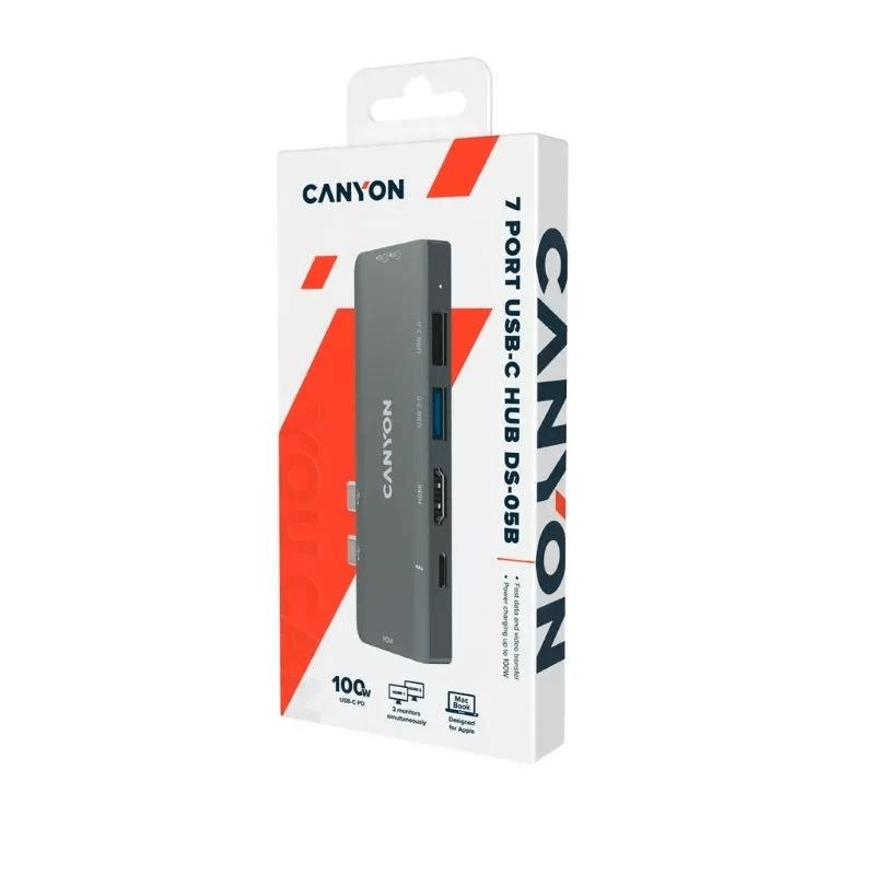 Canyon DS-5 USB 2.0 Type-C Hub for MacBook Grey CNS-TDS05B
