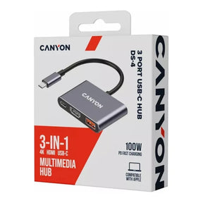 Canyon DS-4 3-in-1 Type-C Hub Grey CNS-TDS4