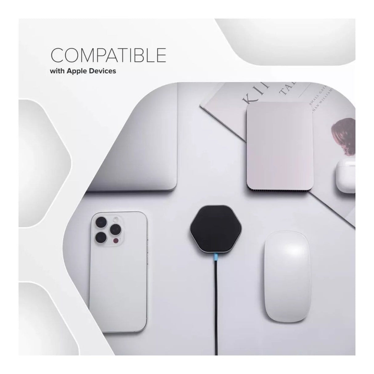 Canyon Hexagon 110 15W Qi2 Wireless Charging Pad Dark Grey CNS-WCS110