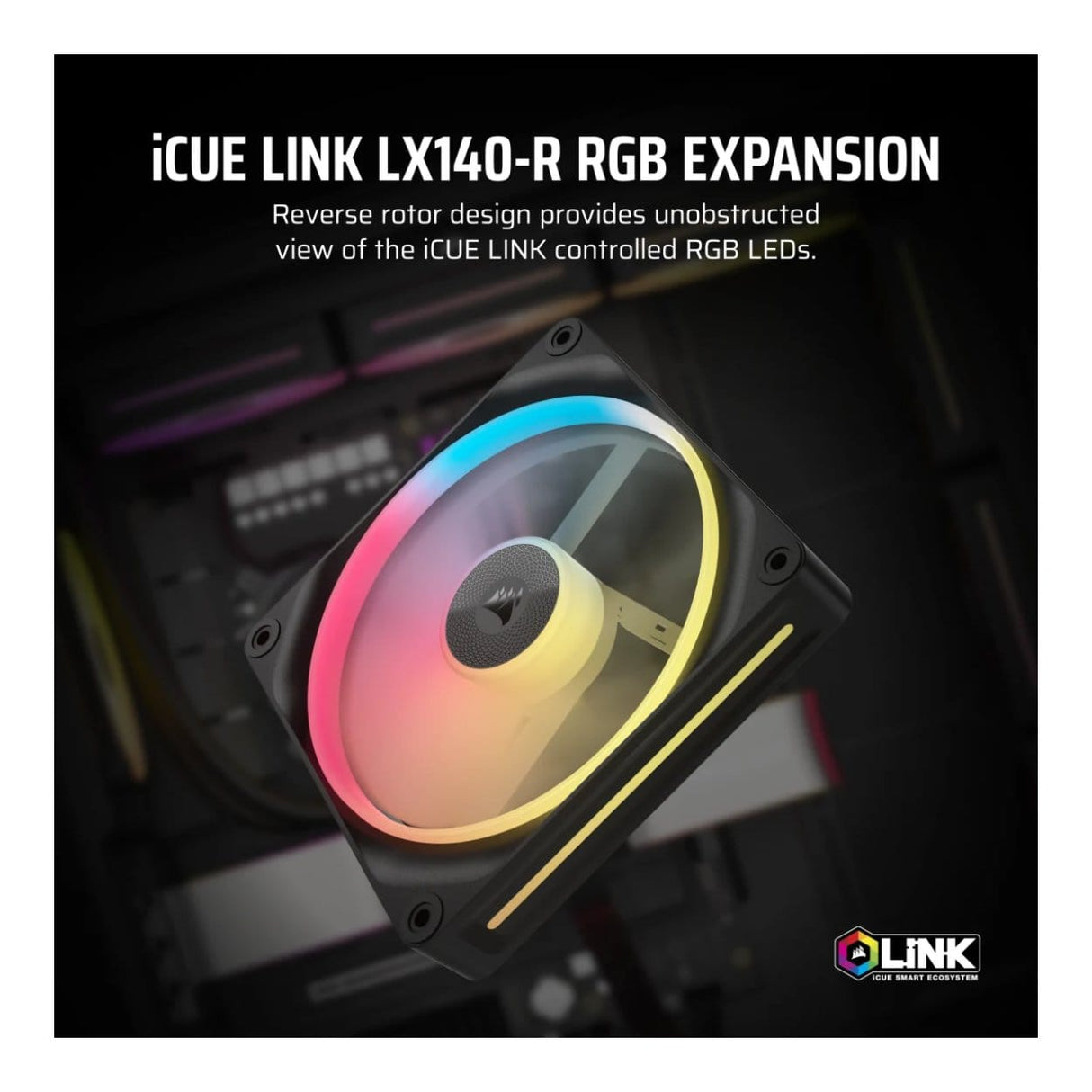 Corsair iCUE LINK LX140-R RGB 140mm PWM Reverse Fan Expansion CO-9051051-WW