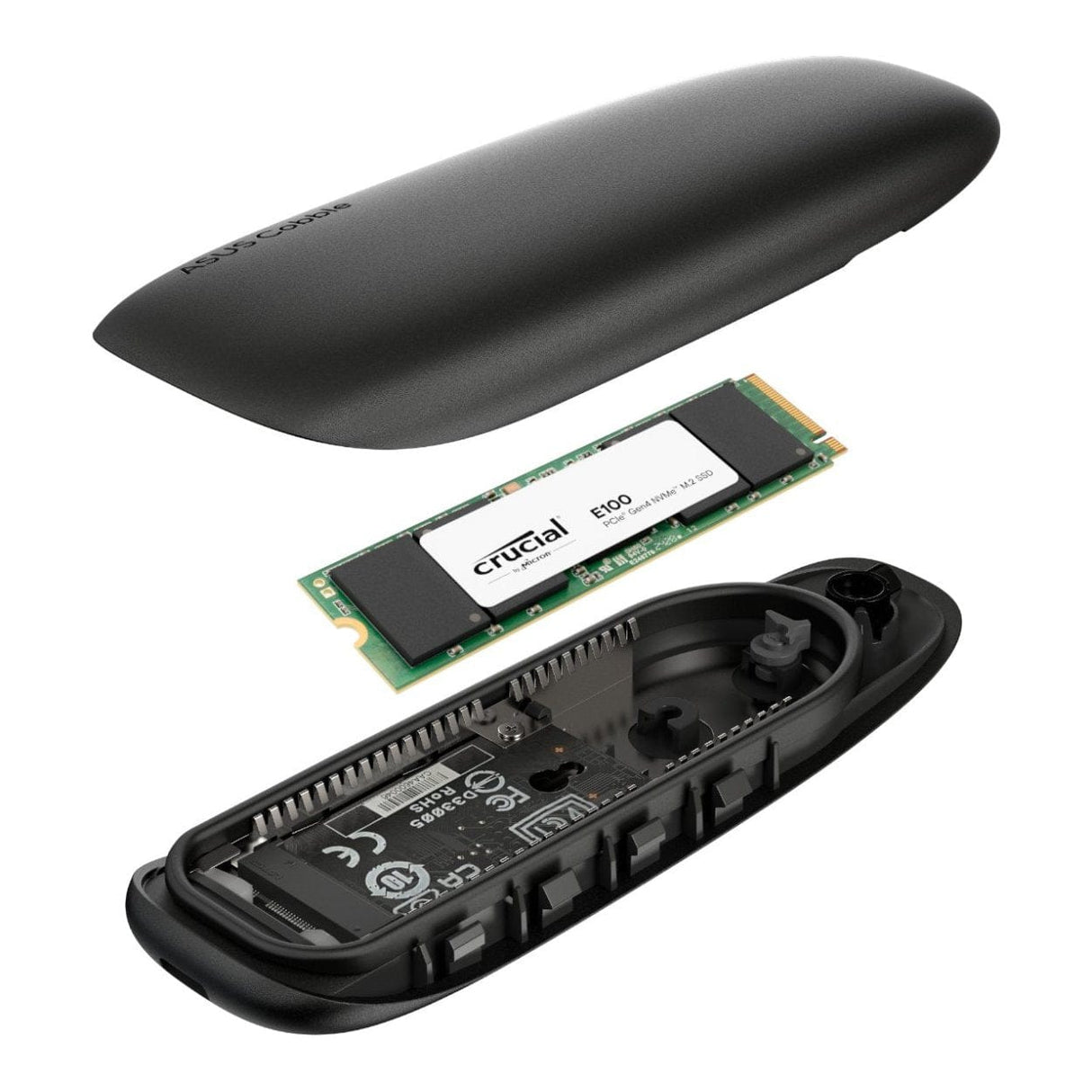ASUS Cobble M.2 SSD Type-C Enclosure with Crucial E100 2TB NVMe Bundle Black COBBLE-2TB-BUNDLE-B
