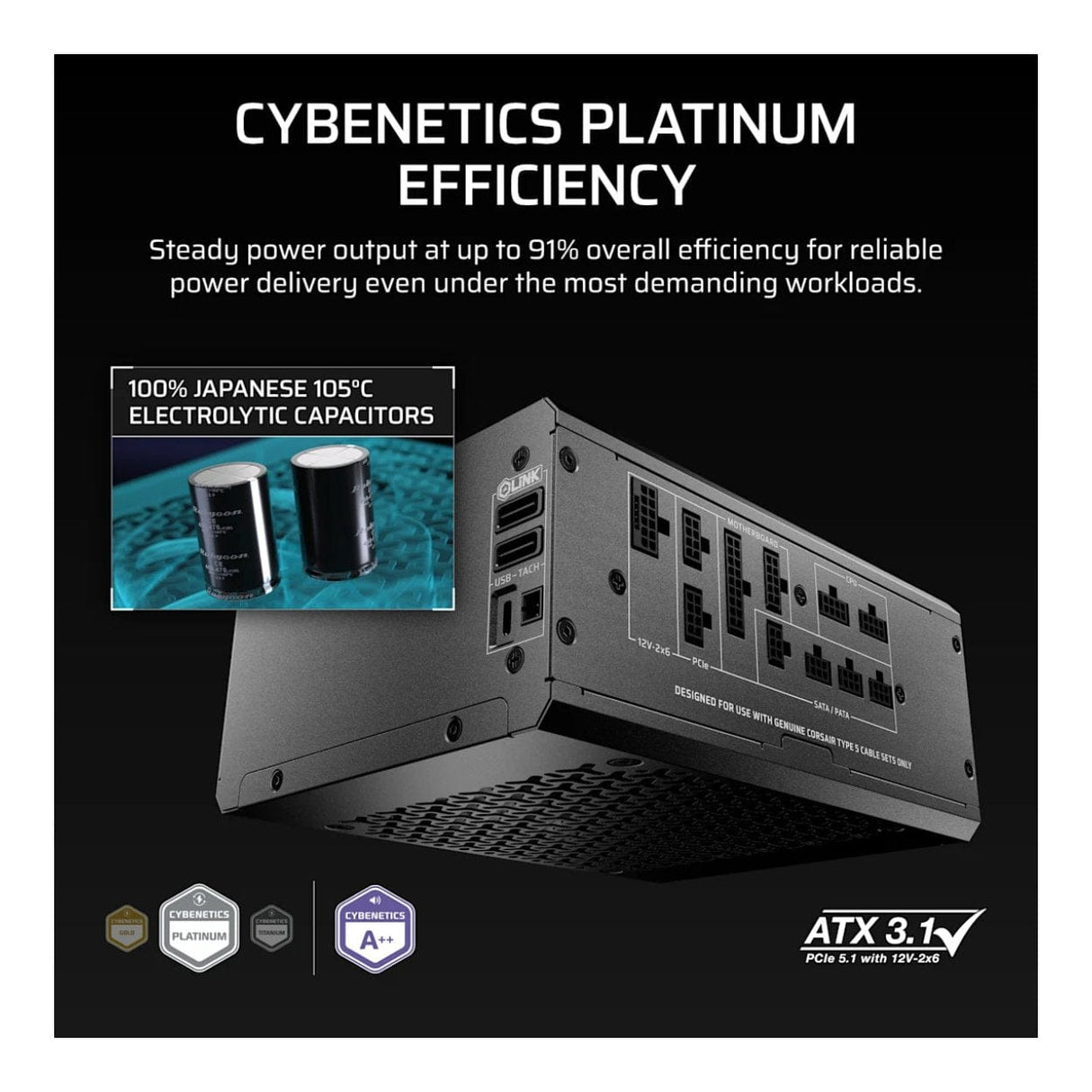 Corsair HX1200i SHIFT 1200W Cybenetics Platinum Fully Modular ATX Power Supply CP-9020267-WW
