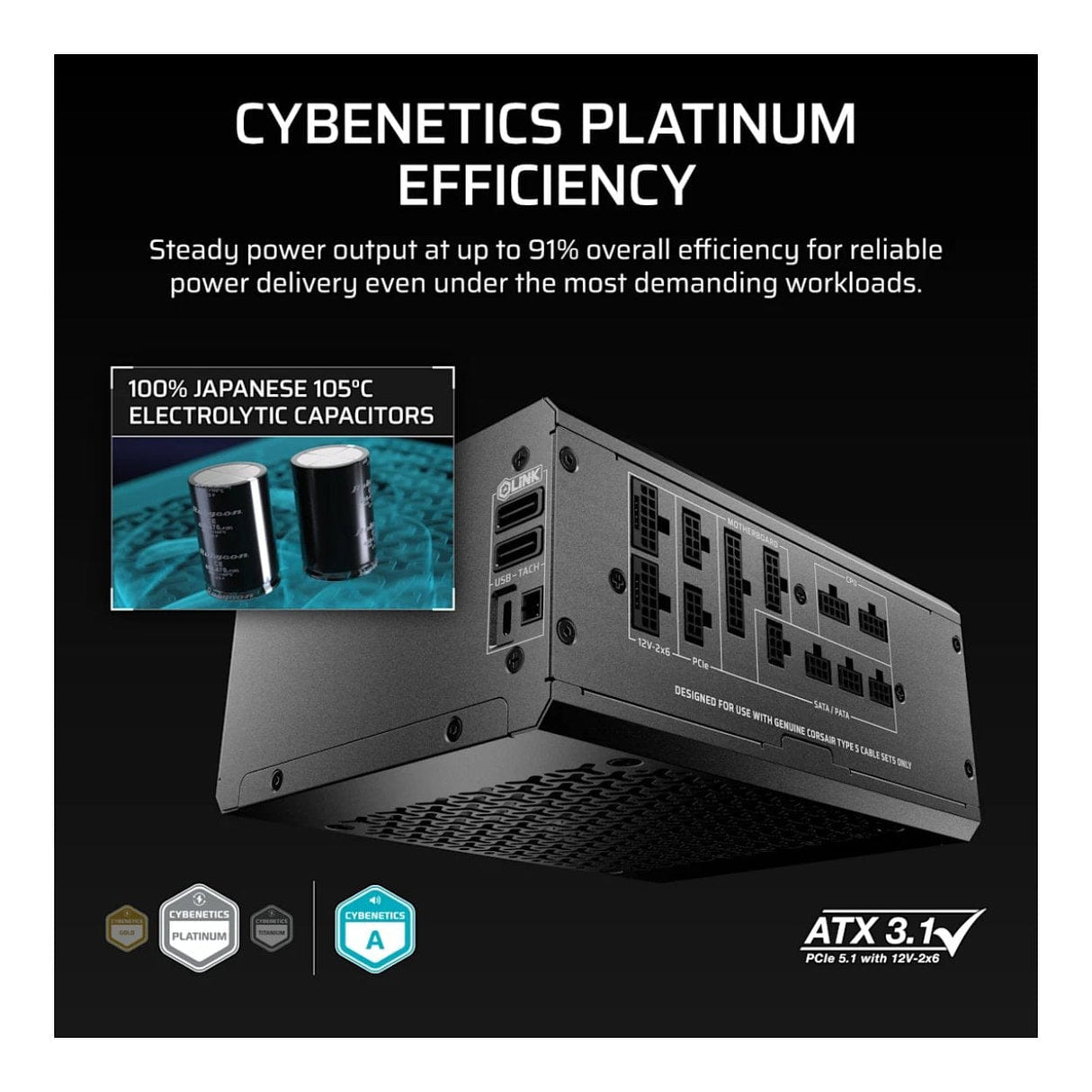 Corsair HX1500i SHIFT 1500W Cybenetics Platinum Fully Modular ATX Power Supply CP-9020269-WW