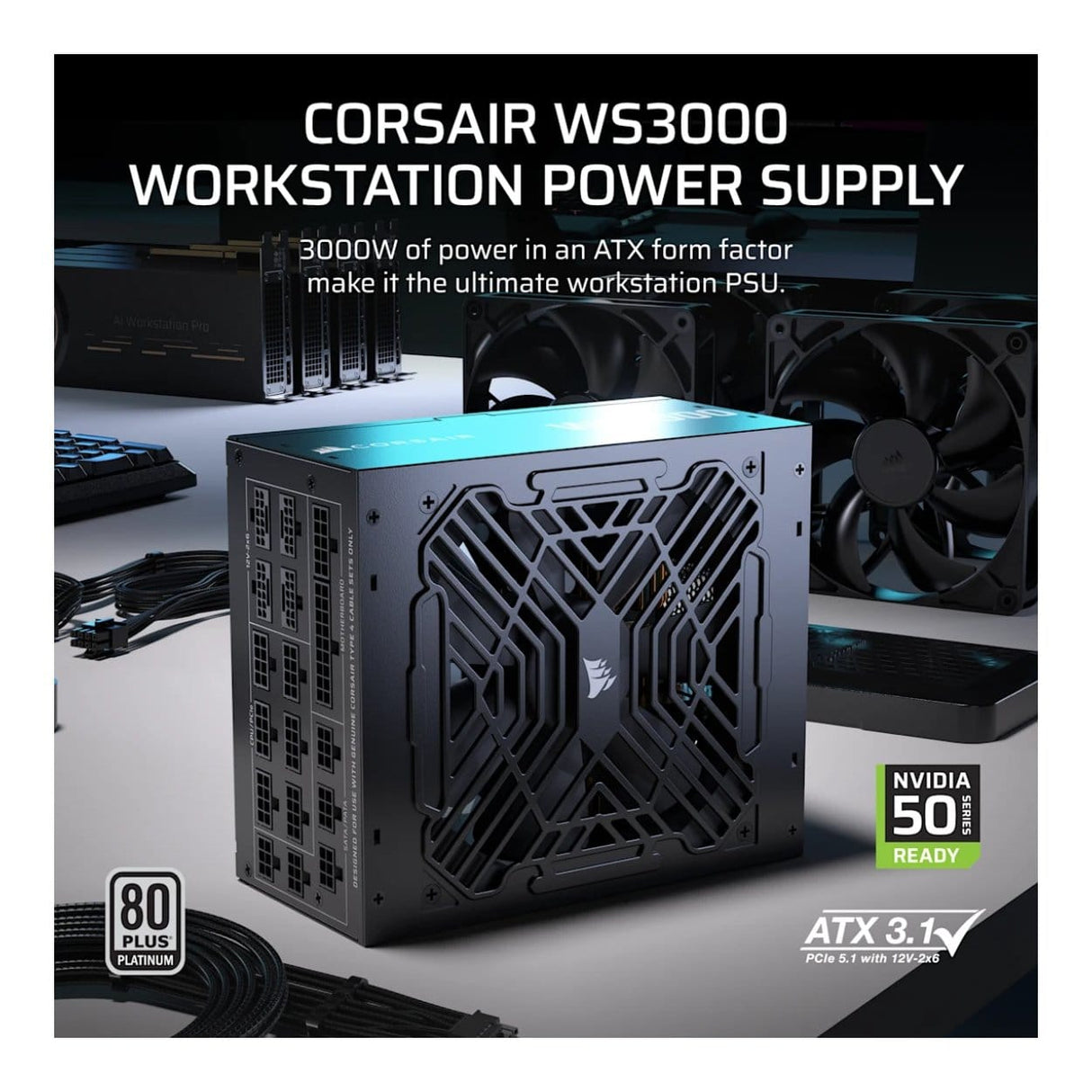 Corsair WS3000 3000W ATX 3.1 Fully Modular Workstation Power Supply CP-9020312-WW