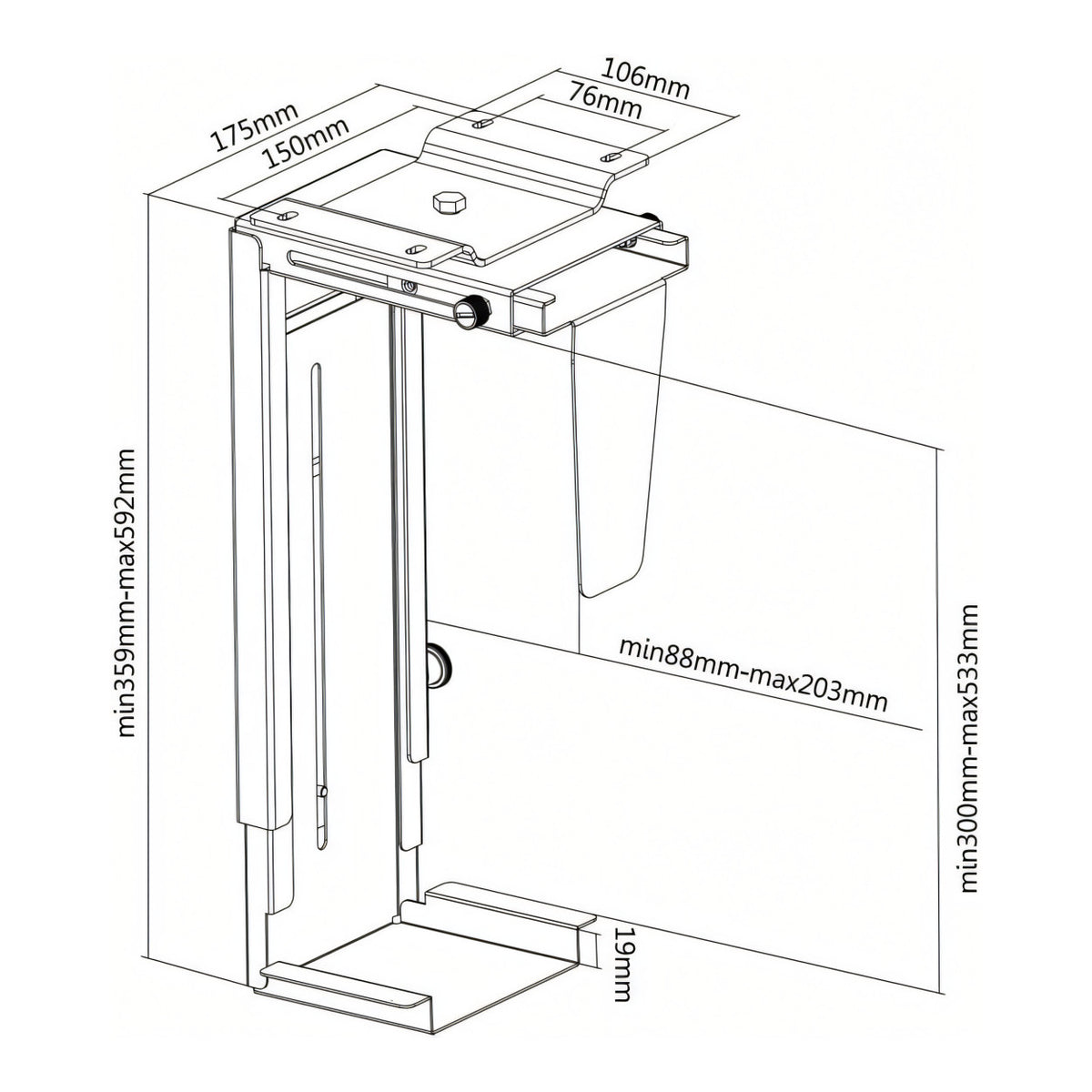 Brateck CPB-6 Under Desk CPU Bracket