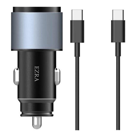 Ezra QC3.0 and 20W USB-C PD Fast Car Charger Set with 1m USB-C to USB-C Cable CR49-TPC