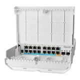 MikroTik netPower 15 PoE input 1 PoE output 2 SFP GPEN Switch CRS318-1FI-15FR-2S-OUT