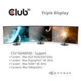 Club 3D USB Gen1 Type-C Triple Display Dynamic PD Charging Dock CSV-1564W100