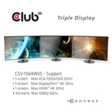 Club 3D USB Gen1 Type-C Triple Display Dynamic PD Charging Dock CSV-1564W65