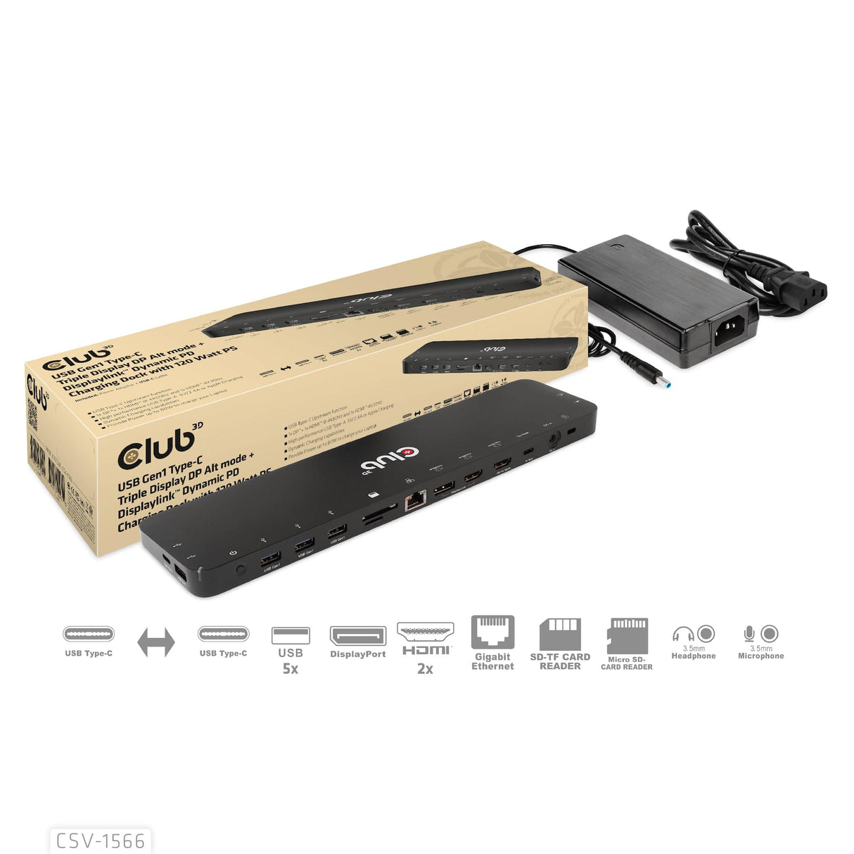 CLUB 3D USB Gen1 Type-C Triple Display Charging Dock CSV-1566