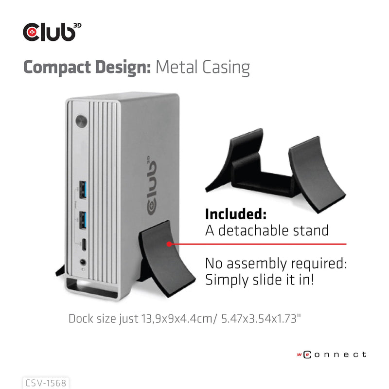 Club 3D USB Gen2 Type-C Triple Display DP Alt mode with Smart PD Charging Dock Station CSV-1568-CLUB3D