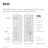 Club 3D USB Gen2 Type-C Triple Display DP Alt mode with Smart PD Charging Dock Station CSV-1568-CLUB3D