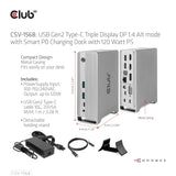 Club 3D USB Gen2 Type-C Triple Display DP Alt mode with Smart PD Charging Dock Station CSV-1568-CLUB3D