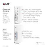 Club 3D USB Gen2 Type-C Triple Display DP Alt mode with Smart PD Charging Dock Station CSV-1568-CLUB3D