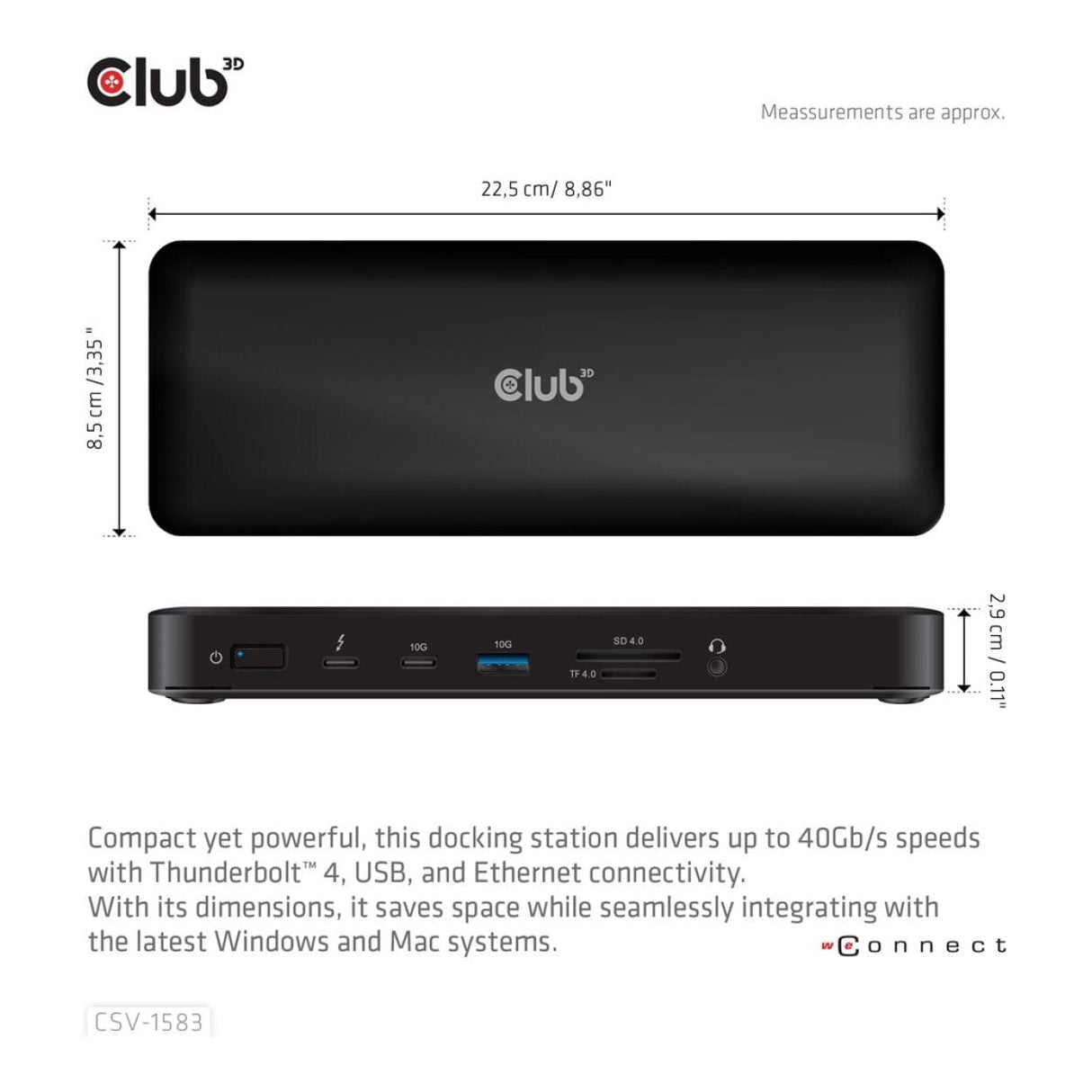 Club 3D Thunderbolt4 16-in-1 Quadra Displays Docking Station CSV-1583