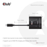 Club 3D USB-C Bi-Directional Video Data and PD Switch CSV-2511