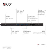 Club 3D 140Watt 10-in-1 USB-C 10Gbps to HDMI 8K30Hz PD3.1 Max Portable Dock CSV-2550