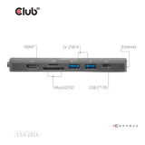 Club3D Compact 4K 60Hz USB-C 7-in-1 Hub to HDMI SD/TF Black CSV-2553