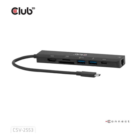Club3D Compact 4K 60Hz USB-C 7-in-1 Hub to HDMI SD/TF Black CSV-2553