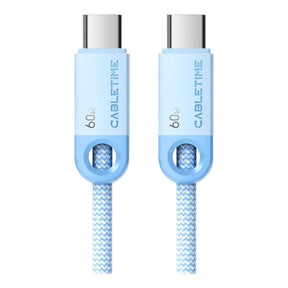 Cabletime Type-C Male to Male 60W Charging Cable 2m Blue CT-CM60-PBL2-2M