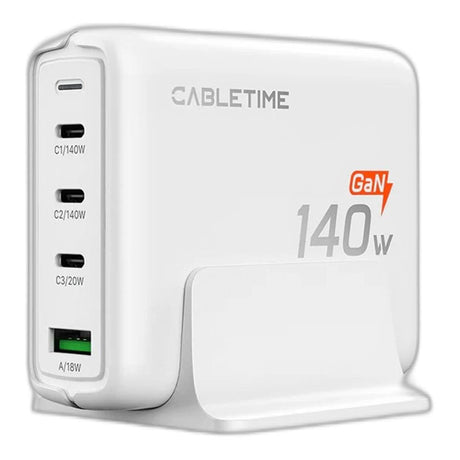 Cabletime 4-in-1 140W GaN USB-C Charging Station White CT-GAN140-PWE