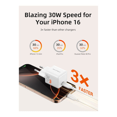 Cabletime GA45W 30W USB-C GaN Wall Charger White CT-GAN30-PW