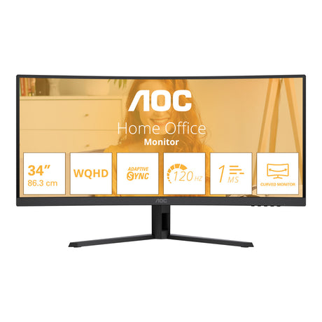 AOC B3 CU34B3E 34-inch 3440 x 1440p WQHD 21:9 120Hz 1ms LED VA Curved Monitor