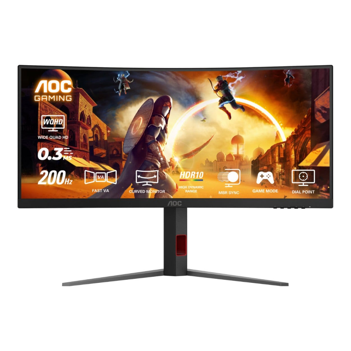 AOC G4 CU34G4H 34-inch 3440 x 1440p WQHD 21:9 200Hz 0.3ms LED VA Curved Gaming Monitor