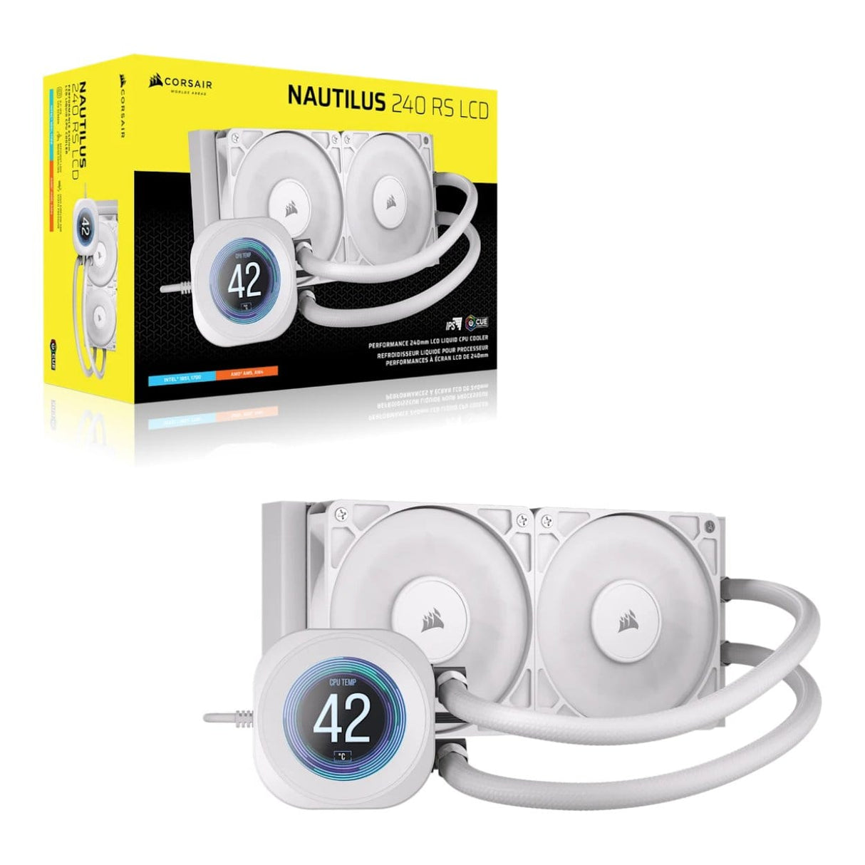 Corsair NAUTILUS 240 RS LCD AiO CPU Liquid Cooler - White CW-9061032-WW