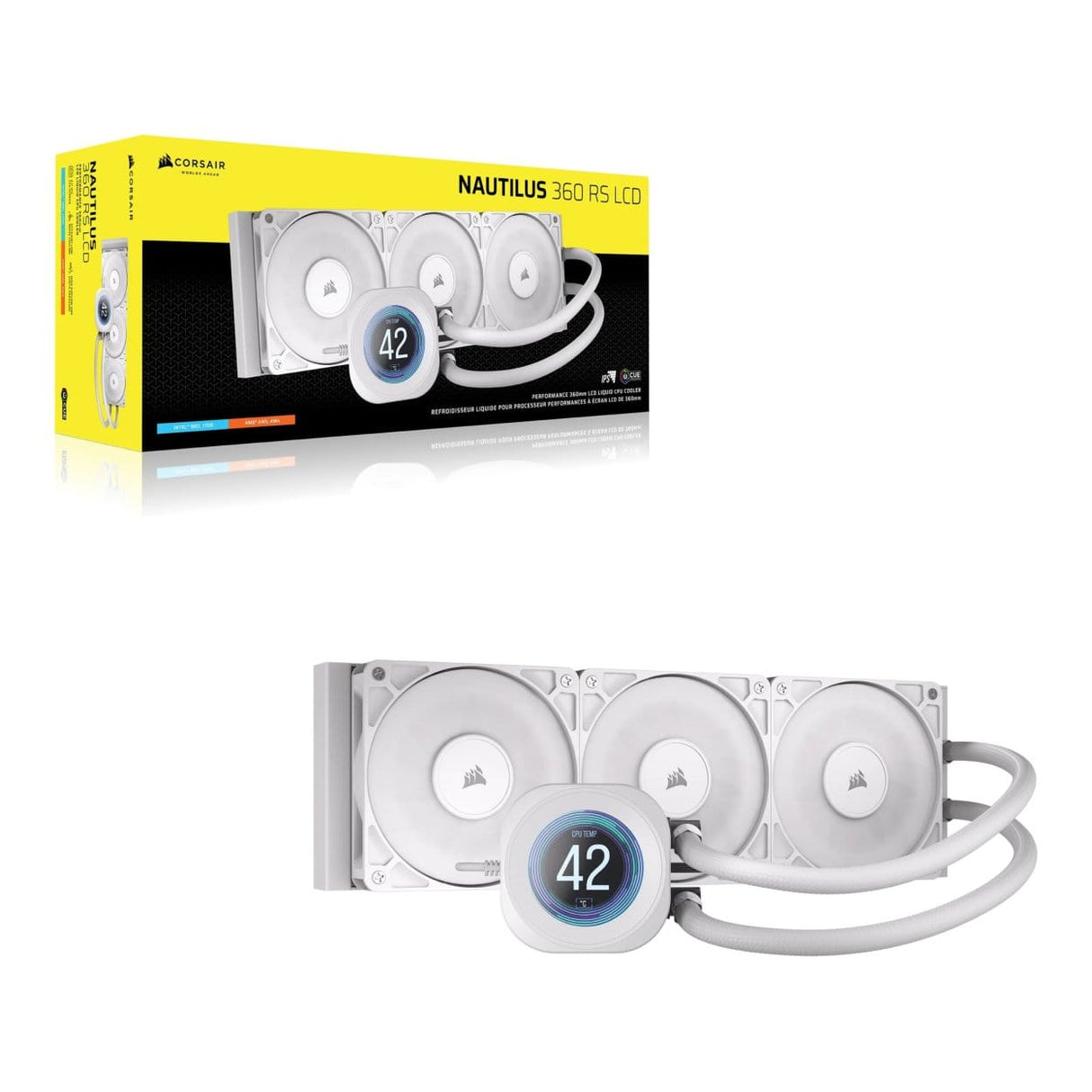 Corsair NAUTILUS 360 RS LCD AiO CPU Liquid Cooler - White CW-9061034-WW