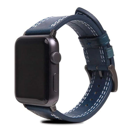SLG D+ Italian Temponata 44mm Leather Strap for Apple Watch Blue D+TSAW4-BL