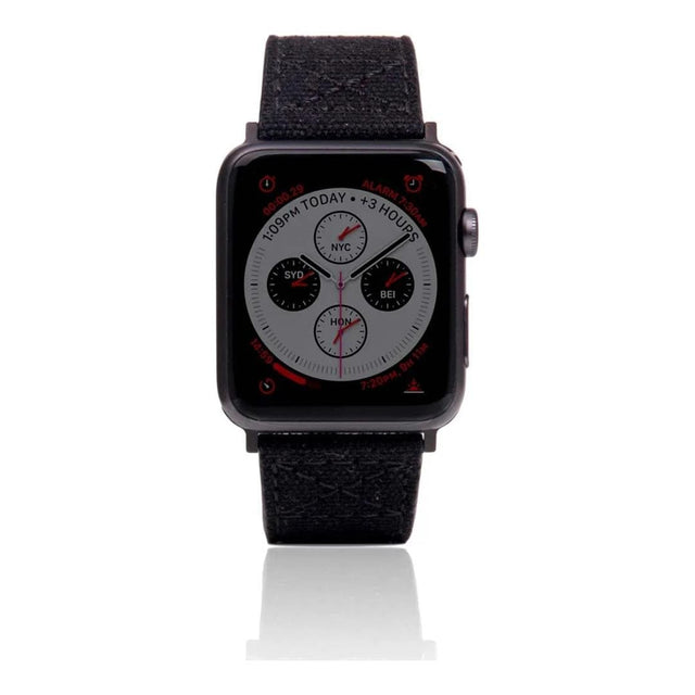 SLG D+ 44mm Wax Canvas Strap for Apple Watch - Black D+WSAW4-BK
