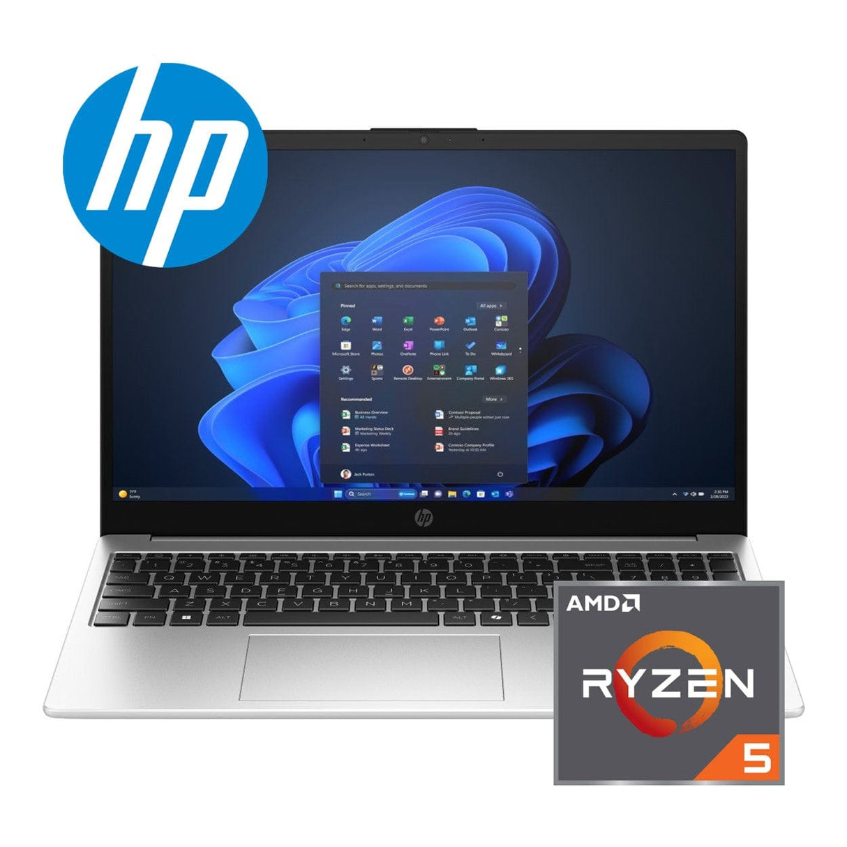 HP 255R G10 15.6-inch FHD Laptop - AMD Ryzen 5 7535U 512GB SSD 16GB RAM Win 11 Home Silver