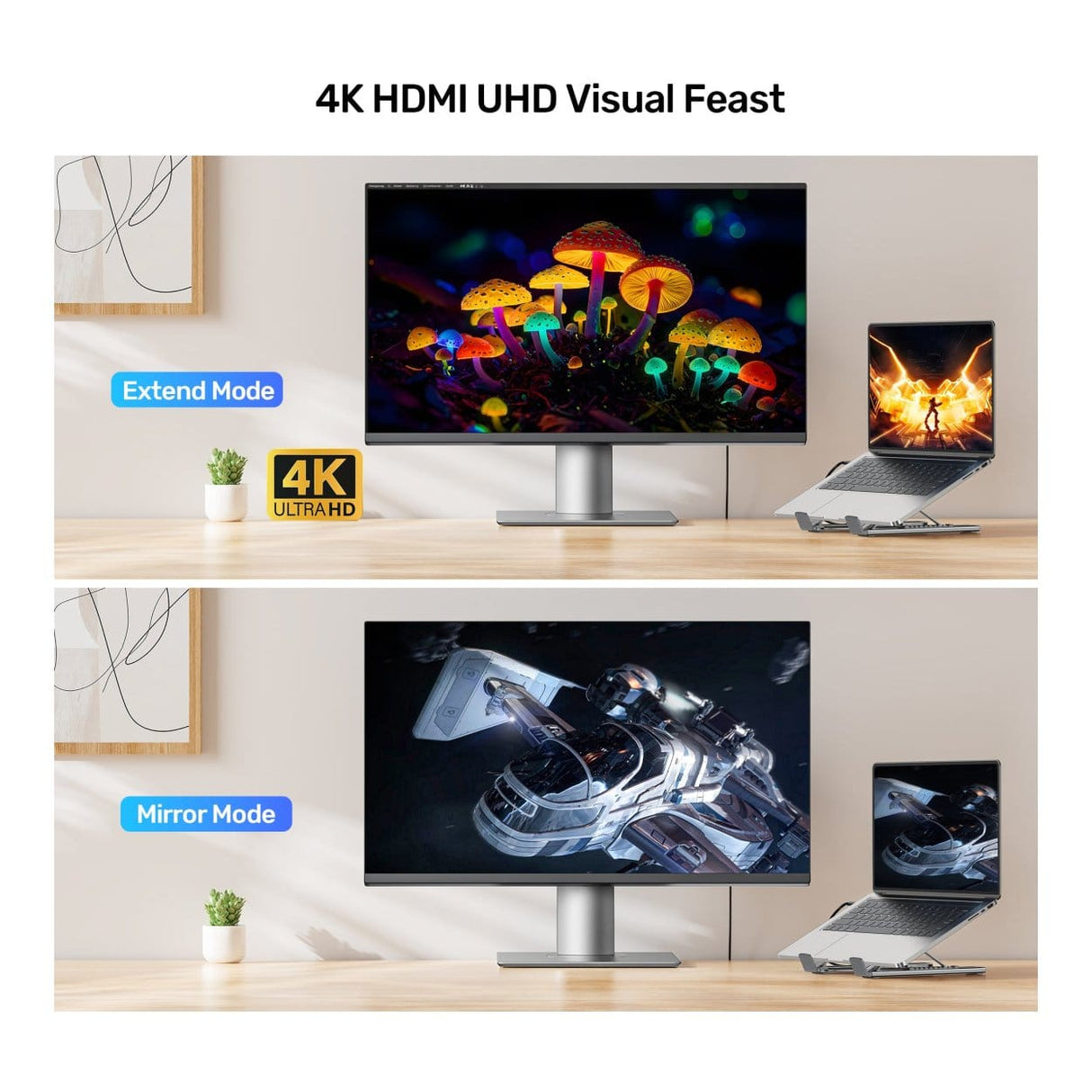 Unitek 7-in-1 USB-C Foldable Notebook Stand with Docking Station D1137AGY01