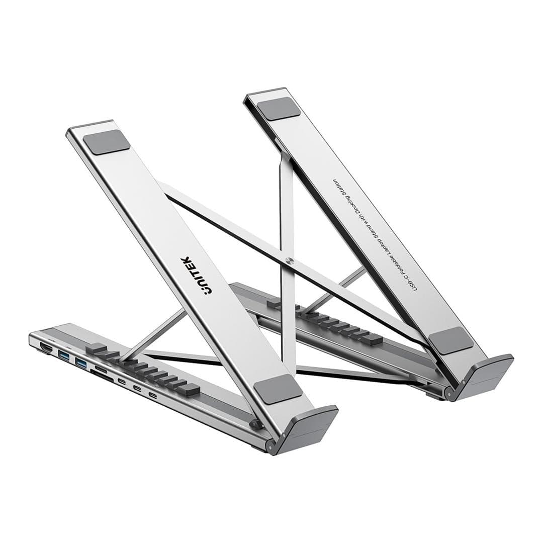 Unitek 7-in-1 USB-C Foldable Notebook Stand with Docking Station D1137AGY01