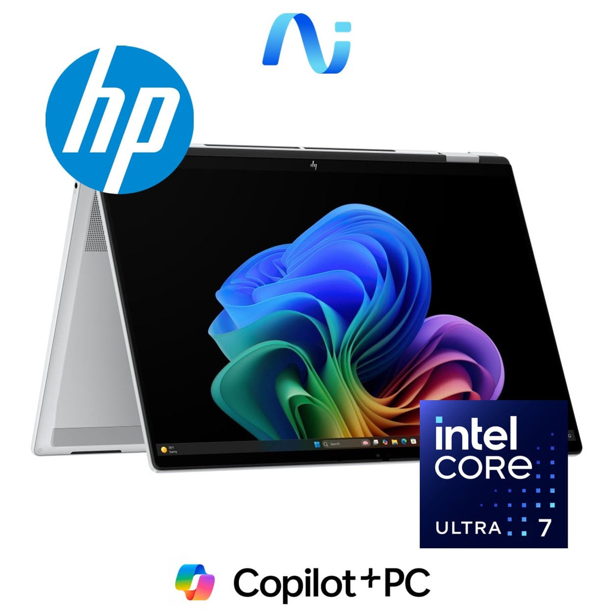 HP OmniBook X Flip 16-as0007ni 14-inch 2K Next Gen AI 2-in-1 Laptop - Intel Core Ultra 7 256V 512GB SSD 16GB RAM Win 11 Home Glacier Silver