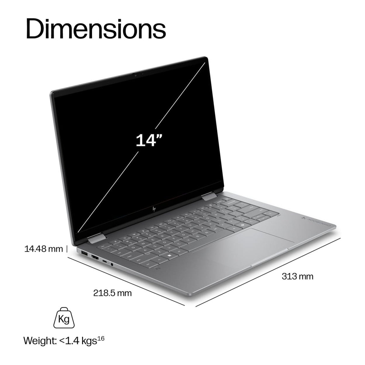 HP OmniBook X Flip 14-kb0007ni 14-inch 2K Next Gen AI 2-in-1 Laptop - Intel Core Ultra 7 355 512GB SSD 16GB RAM Win 11 Home Meteor Silver