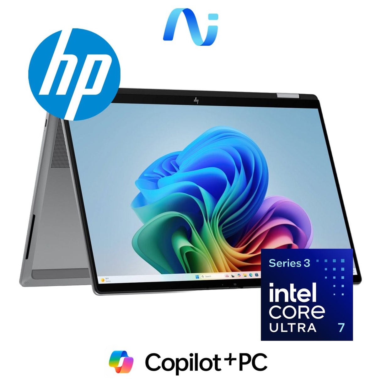 HP OmniBook X Flip 14-kb0007ni 14-inch 2K Next Gen AI 2-in-1 Laptop - Intel Core Ultra 7 355 512GB SSD 16GB RAM Win 11 Home Meteor Silver