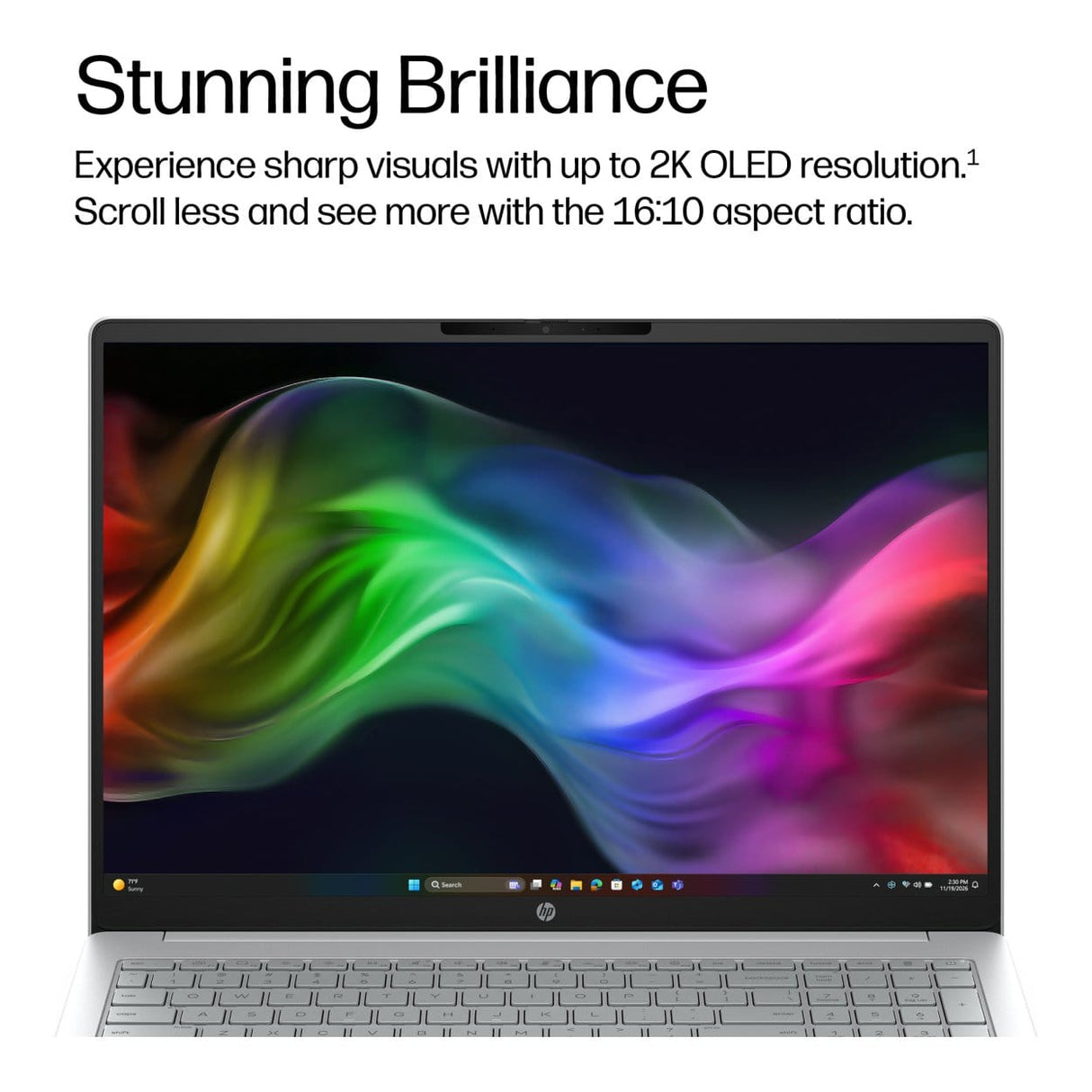 HP OmniBook 3 16-bw0001ni 16-inch 2K AI Laptop - AMD Ryzen 5 230 512GB SSD 16GB RAM Win 11 Home Glacier Silver