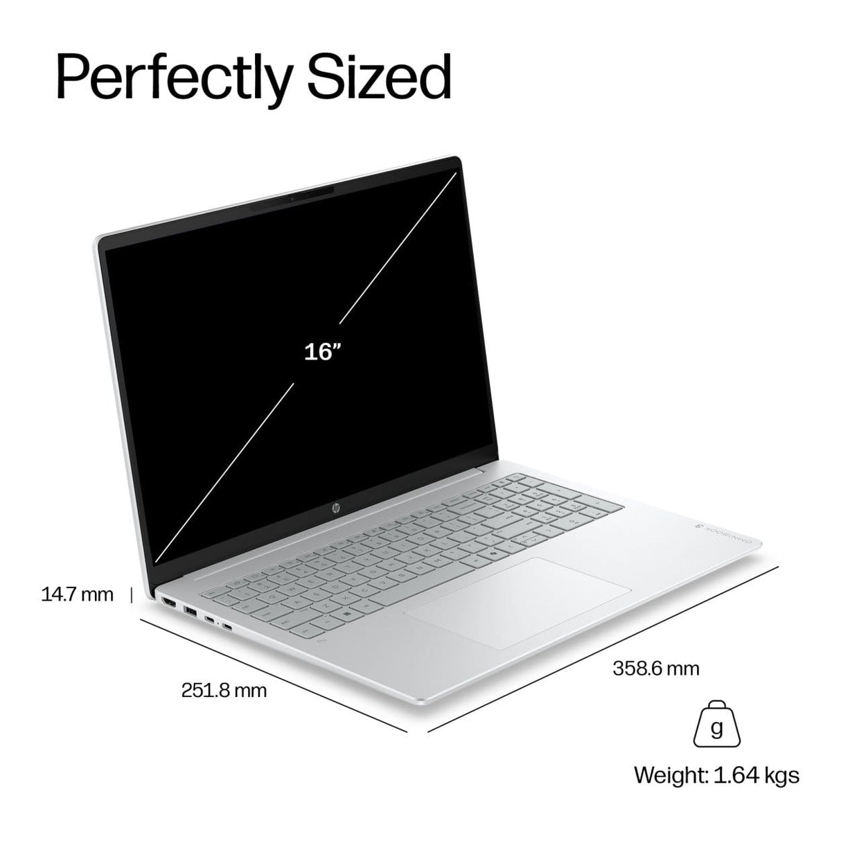HP OmniBook 3 16-by0025ni 16-inch 2K Laptop - AMD Ryzen 5 130 512GB SSD 8GB RAM Win 11 Home Glacier Silver