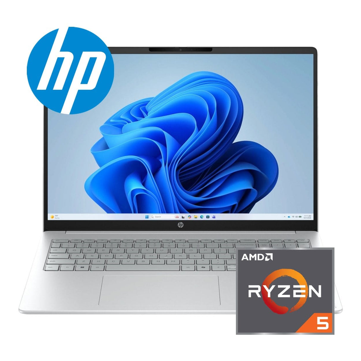 HP OmniBook 3 16-by0025ni 16-inch 2K Laptop - AMD Ryzen 5 130 512GB SSD 8GB RAM Win 11 Home Glacier Silver