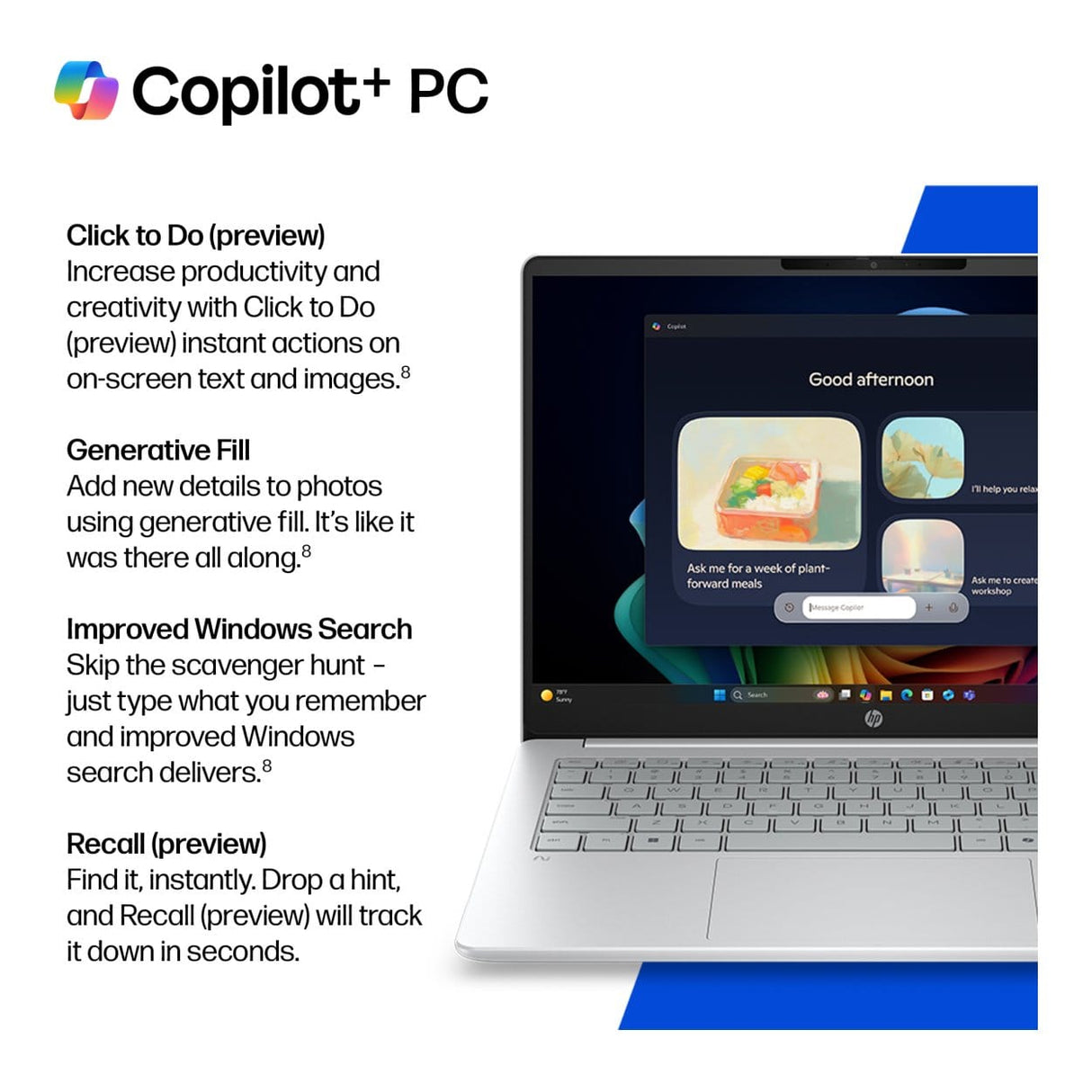 HP OmniBook 3 16-bv0005ni 16-inch 2K Next Gen AI Laptop - AMD Ryzen 7 445 512GB SSD 16GB RAM Win 11 Home Glacier Silver