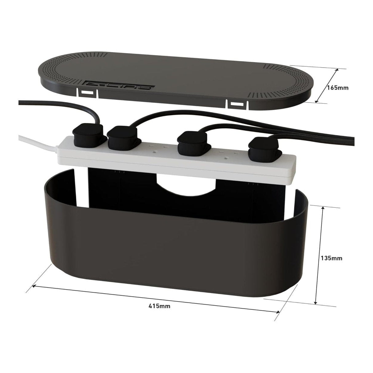 D-Line Cable Tidy Box Cable Management Black - Large DCTULGEB