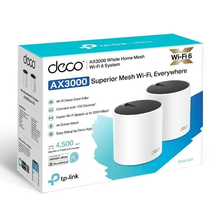 TP-Link Deco X55(2-pack) AX3000 Whole Home Mesh Wi-Fi 6 System
