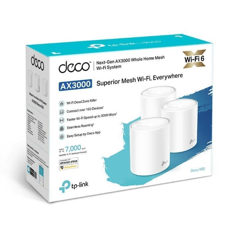 TP-Link Deco X60(3-pack) AX3000 Whole Home Mesh Wi-Fi 6 System